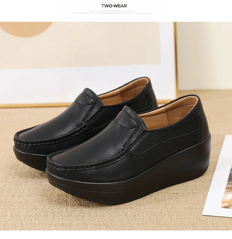 PENDRA Leather Sports Platform Shoes