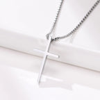 Trendy Cross Necklace for Men Boys,Simple Stainless Steel Cross Pendant Necklaces,Male Jewelry Sets
