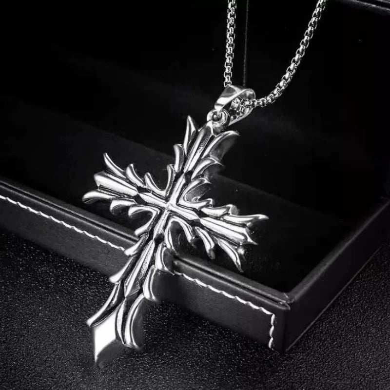 PENDRA Crossbrand Stainless Steel Pattern Cross Pendant