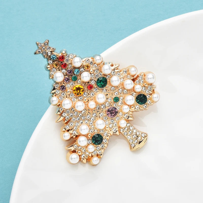 PENDRA Noelara Luxury Pearl Christmas Tree Brooch