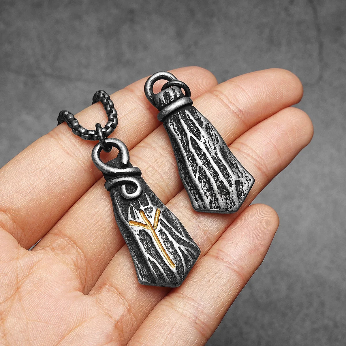 PENDRA Rune Branch Steel Necklace