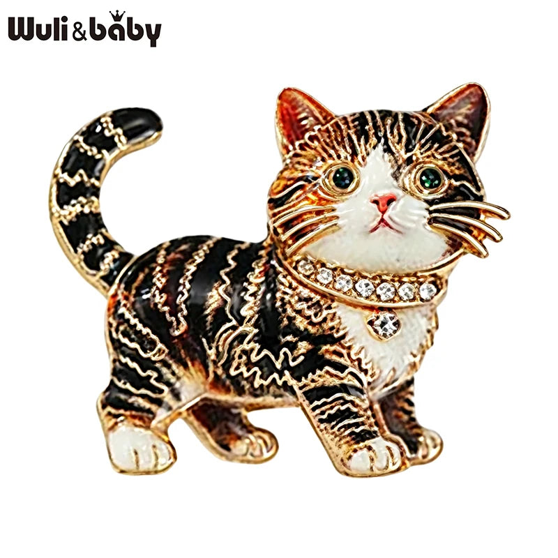 PENDRA Kitty Rhinestone Cat Brooch