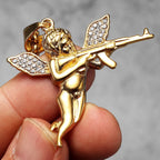 PENDRA Angel Cupid Gun Steel Necklace