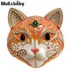 PENDRA Selene Enamel Rhinestone Cat Brooch