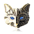 PENDRA Crystal Eye Cat Fox Enamel Brooch