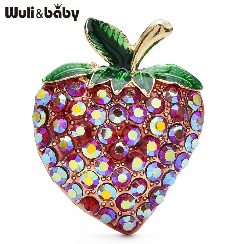 PENDRA Berryshine Red Rhinestone Strawberry Brooch