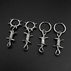 Hiphop Punk Barbed Wire Circle Earrings Stainless Steel Gothic Huggie Hoop Ear Ring Women Korean Rapper Jewelry Accessory