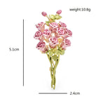 PENDRA Rosebouquet Pink Rose Flower Brooch