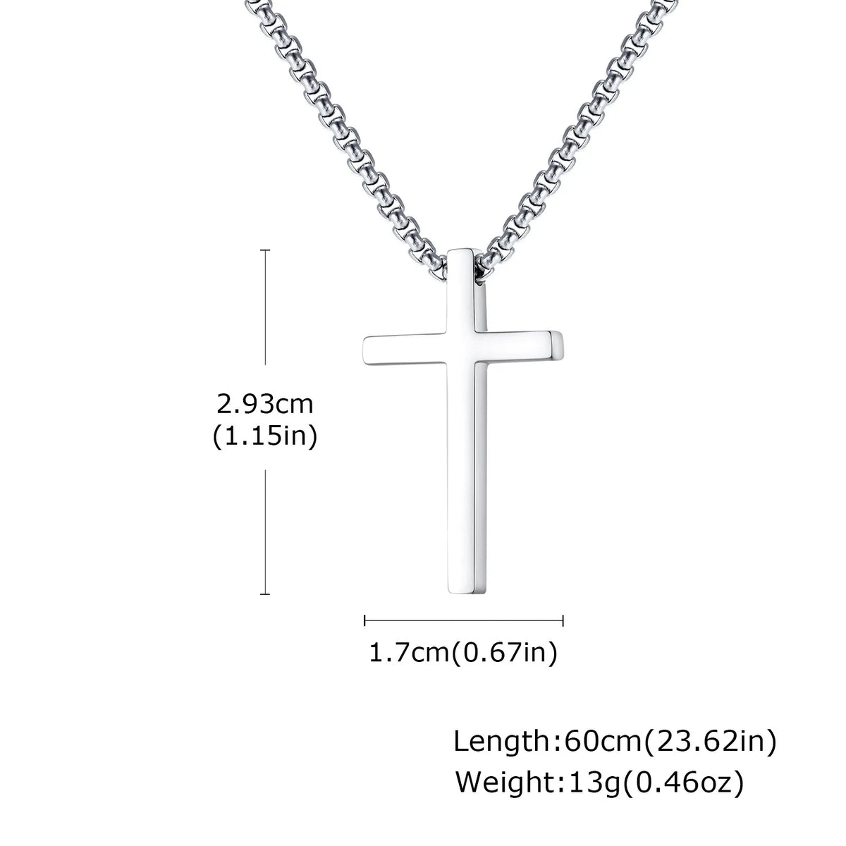 Stylish Men's Cross Necklace,Stainless Steel Silver Color Cross Pendant Necklace,Christian Religious Faith Easter Jewelry Gift