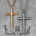 PENDRA Dragon Scale Cross Steel Necklace