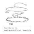 2pcs Men's Chain Bracelets,Silver Color Stainless Steel Rope Twisted Adjustable Chain Wristband,Simple Jewelry Gift for Dad Him