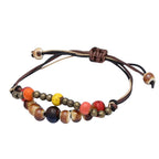 PENDRA Blue Mosaic Ceramic Adjustable Rope Bracelet