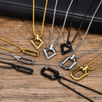 PENDRA Square Geometric Hollow Pendant Necklace