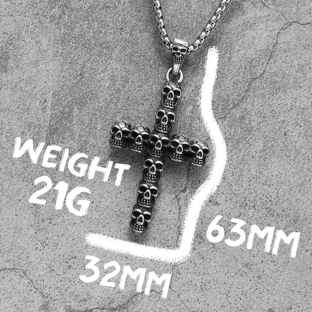 Gothic Skull Cross Amulet Stainless Steel Men Women Necklaces Pendants Chain Punk Trendy  Jewelry Creativity Gift Wholesale