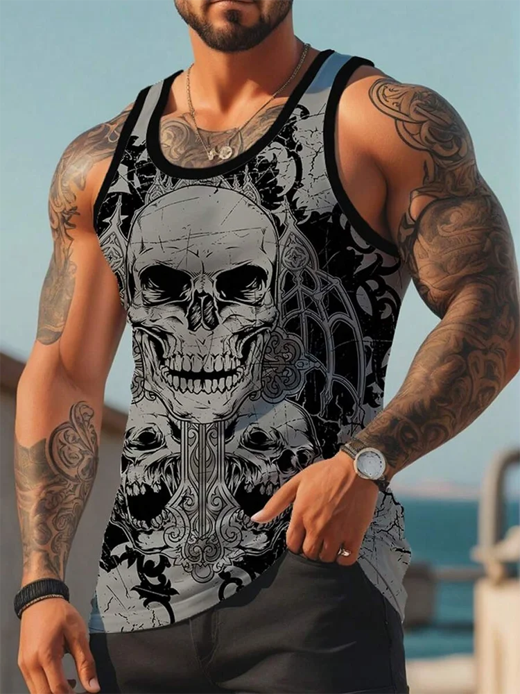 Summer Daily Casual Men's Tank Top Urban Street Fashion Men's Tank Top Outdoor Sports Men's Sleeveless Top 3D Graffiti Printing