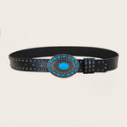 PENDRA Lunaine Leather Turquoise Buckle Western Gothic Belt