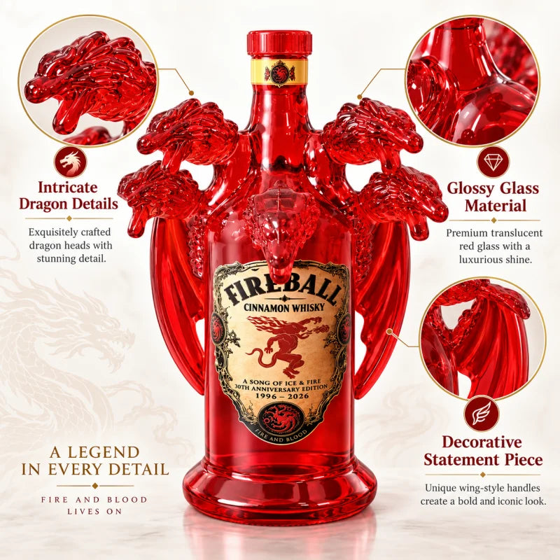 Fantasy Five Dragon Glass Liquor Decanter Red Spirits Bottle Decorative Whiskey Container for Home Bar Display