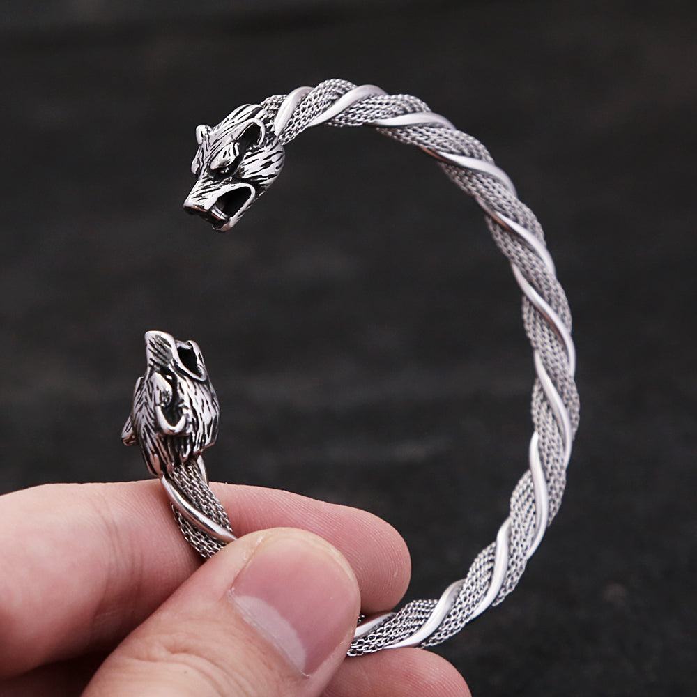 PENDRA Wolfcrest Vintage Viking Wolf Head Bracelet