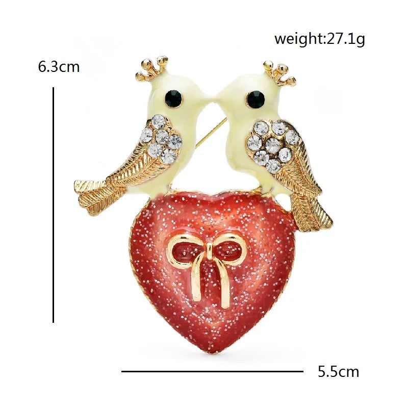 PENDRA New Design Heart Birds Brooch