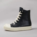 PENDRA Obsidian Zip Black Leather High-Top Zip Thick-Sole Platform Ankle Boots