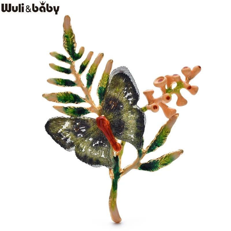 PENDRA Beautiful Butterfly And Flower Brooch
