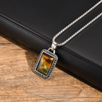 PENDRA Tiger Square Stone Pendant Necklace