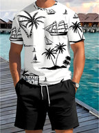 PENDRA Hawaiian Beach 2-Piece Printed T-Shirt and Shorts Set
