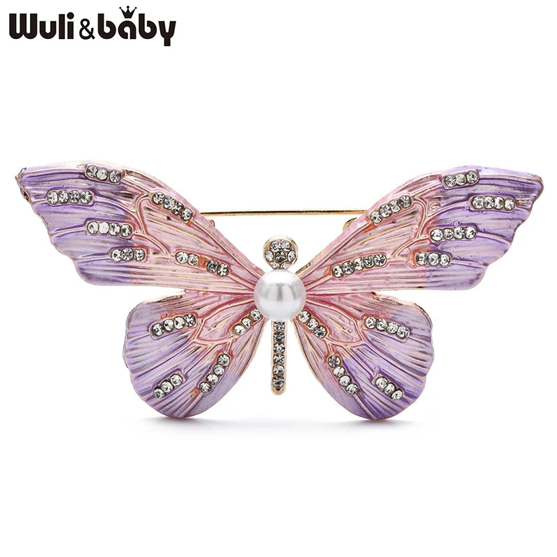 Wuli&baby Beautiful Enamel Butterfly Brooches For Women Unisex 4-color Insects Party Office Clothes Pins Gifts