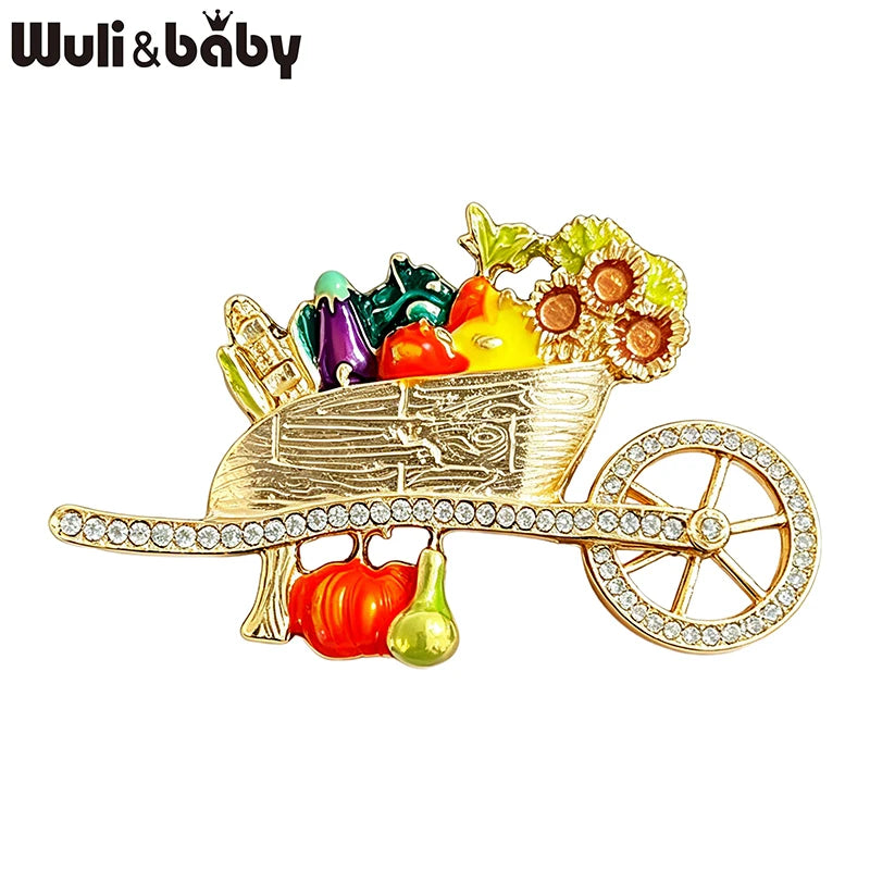 PENDRA Veggiecart Vintage Vegetable Cart Brooch