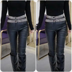 PENDRA Waist Leather Diamond Pants