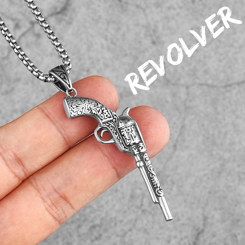 PENDRA Guns Shotgun Pistol Steel Necklace