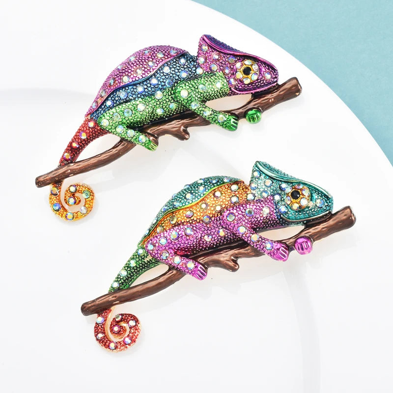 Wuli&baby Charming Lizard Brooches For Women Unisex 2-color Beautiful Enamel Animal Party Casual Brooch Pins Gifts