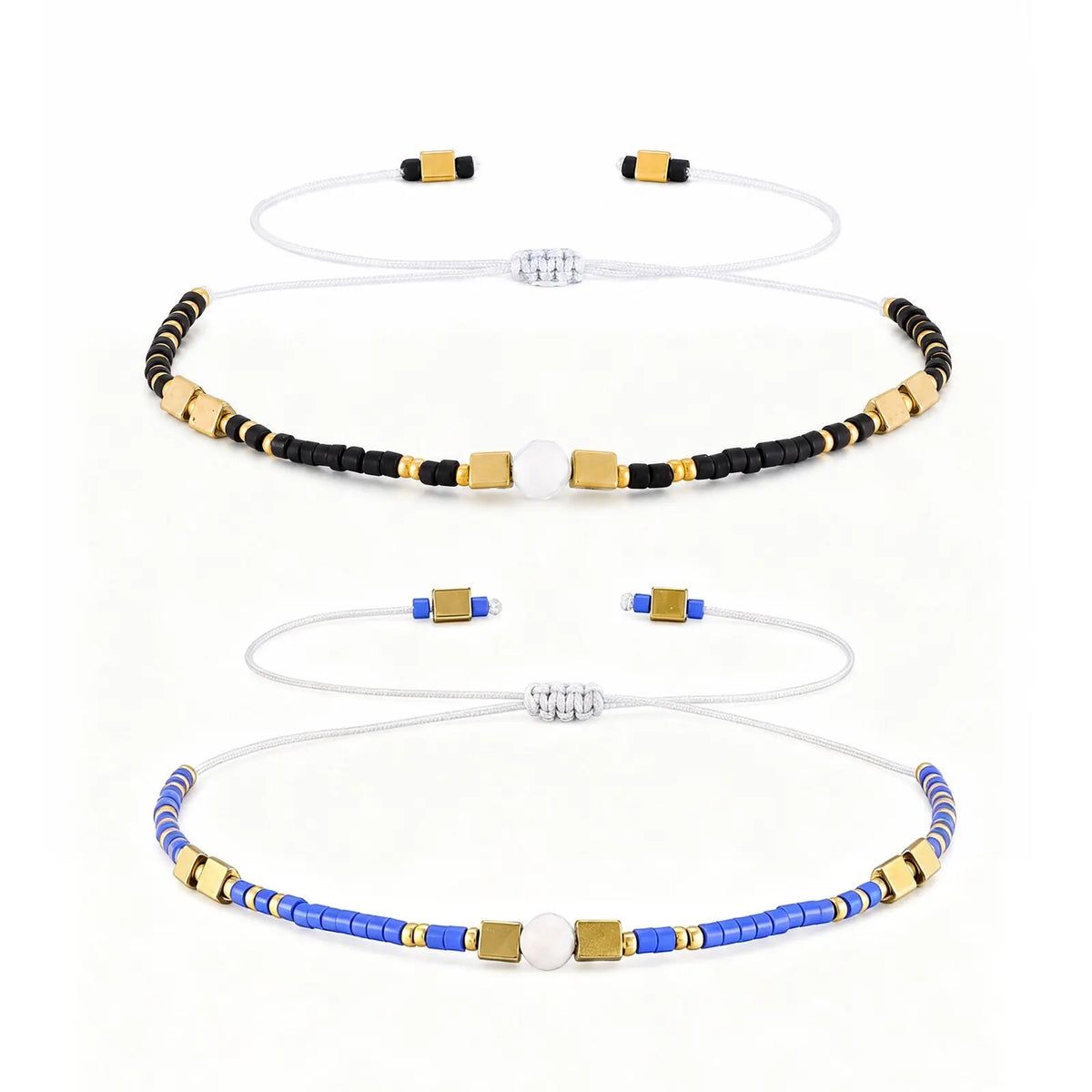 1/2/3pcs Boho Beaded Bracelets for Men,Handmade Mini Gold Color Stainless Steel Beads Glass Seeds Wristband,Summer Jewelry
