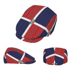 Flat-Top Hats Featuring a Polka Dot Design of The Dominican Flag, Suitable for Both Men And Women, Including Newsboy Caps