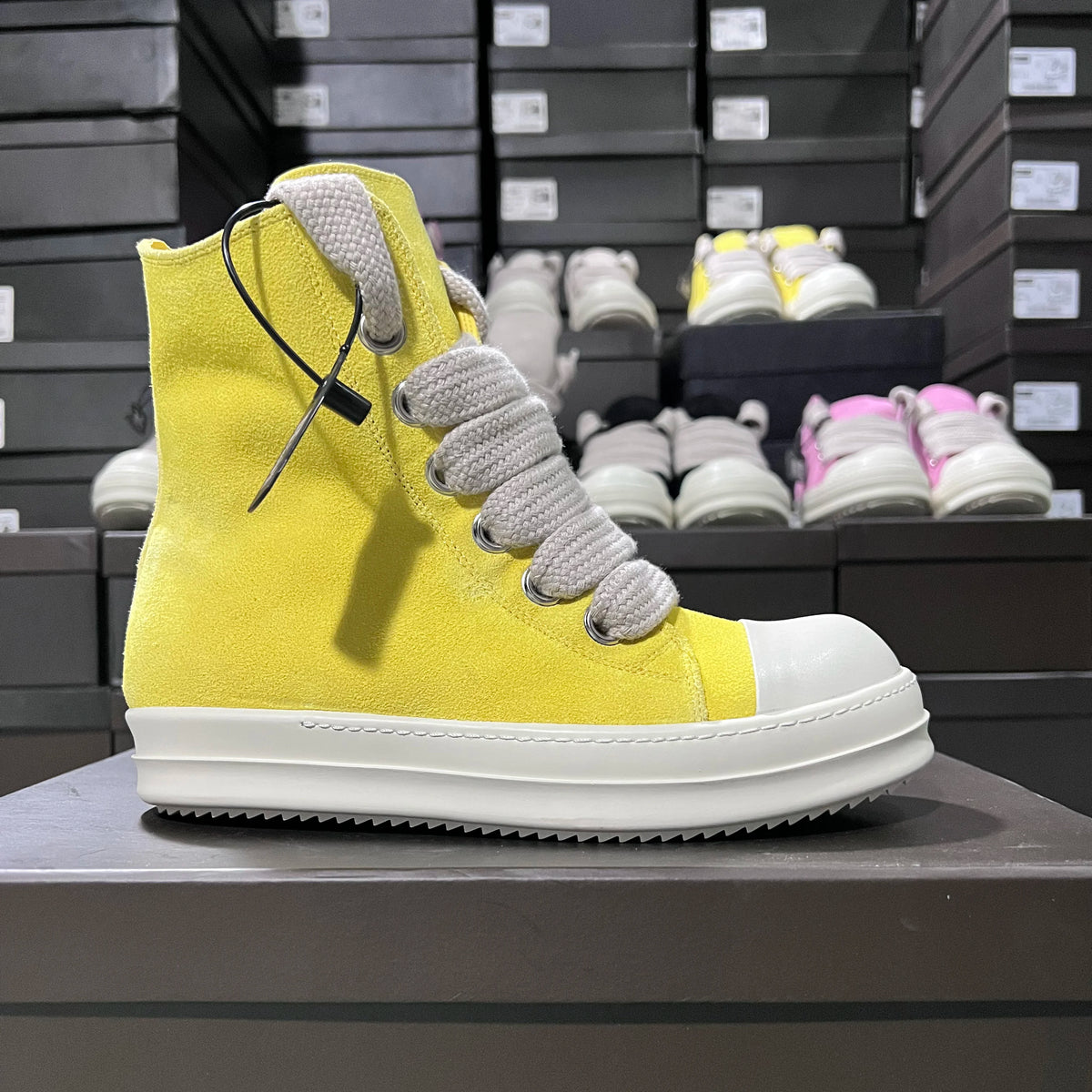 PENDRA Solar Suede Yellow Cow-Suede High-Top Zip Thick-Sole Ankle Boots