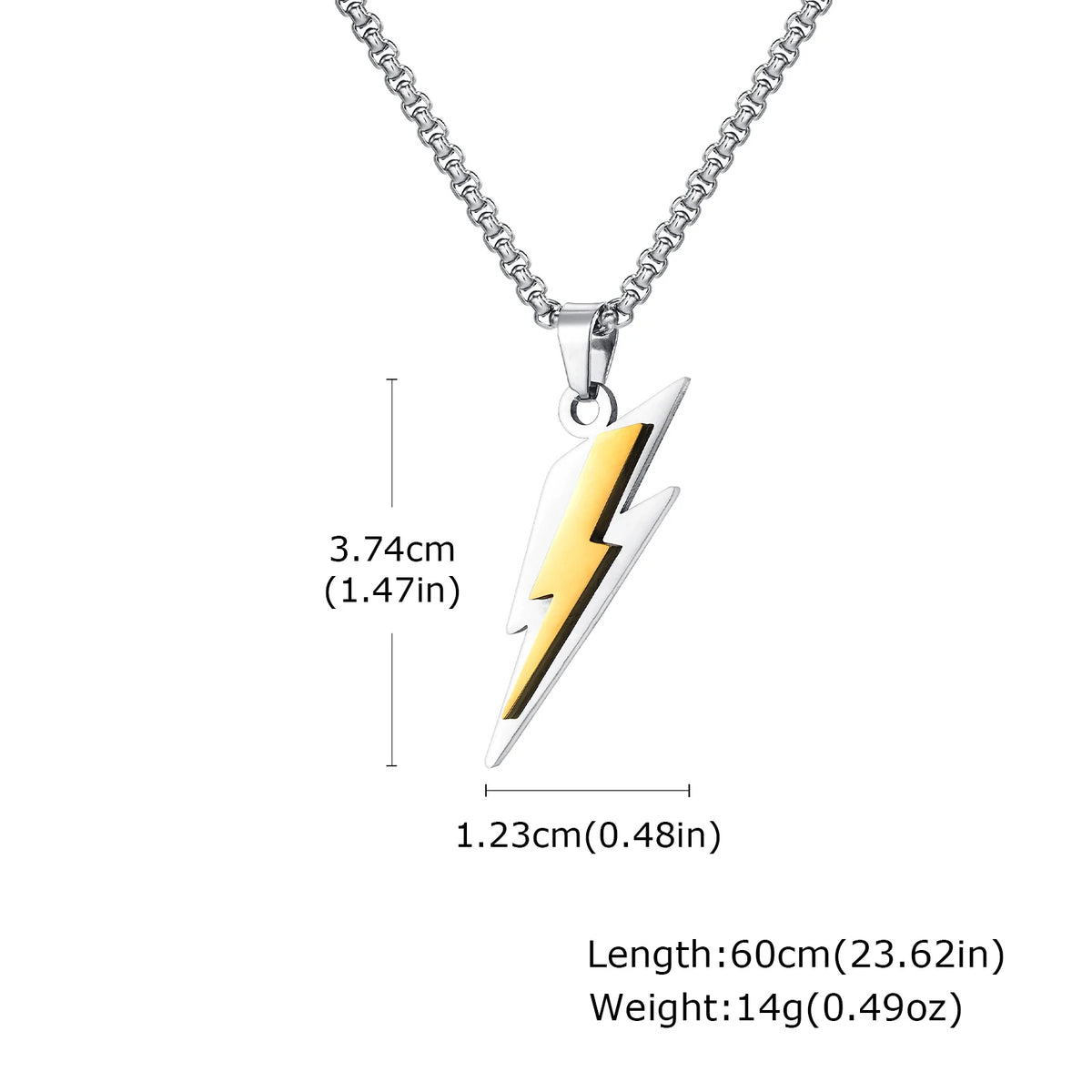 Trendy Lightning Stainless Steel Necklaces for Men,Two Color Lightning Pendant Necklace,Party Hip Hop Jewelry Gifts