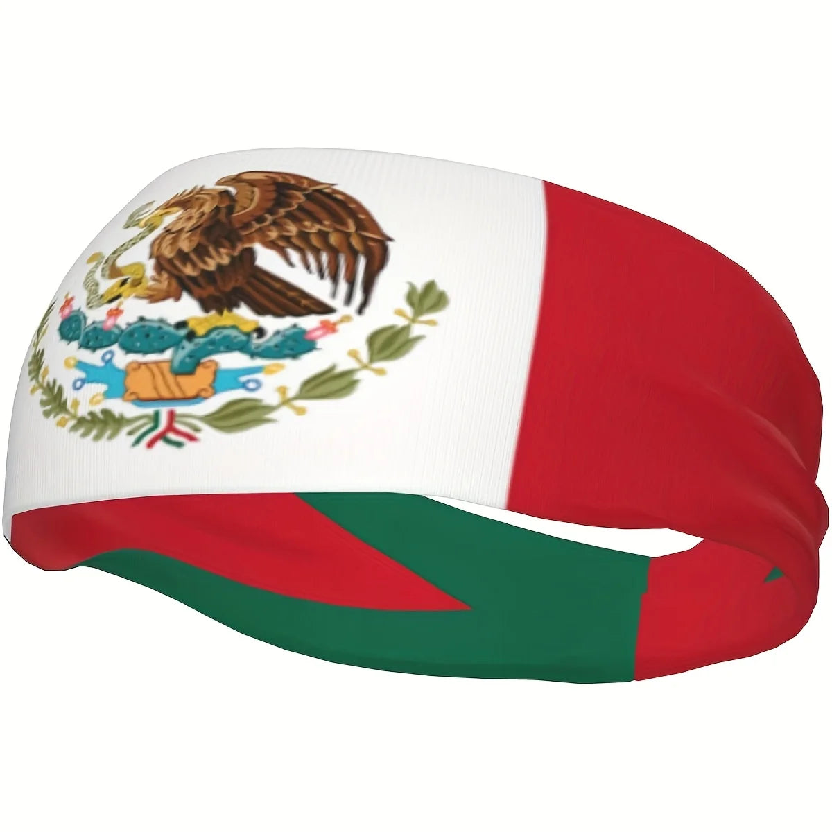 1pc Mexican Flag Sweat Absorbent Headband for Yoga & Running - Unisex Sports Hairband with Vibrant Green, White & Red Stripes an