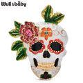 PENDRA Lovely Enamel Skull Brooch