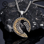 PENDRA Celtic Knot Rune Crow Necklace
