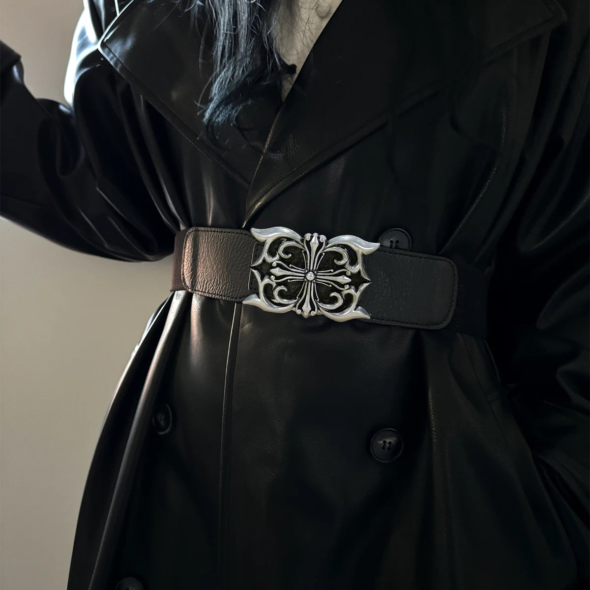 Wide Elastic Belt Coat Stretch Waist Belt Women Dress Accessories Waistband Corset Waist Skull Buckle Gothic Cummerbunds