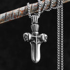 PENDRA Cross Skull Sword Steel Necklace