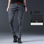Denim Winter Velvet Thickened Slim-fitting Small Feet Elastic Casual Warm Men's Pants Cotton Trousers Jeans for Men Streetwear