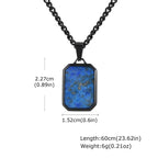 Casual Stainless Steel Men's Rectangular Necklace,Blue Natuarl Stone Lapis Lazuli Pendant,Birthday Father Anniversary Gift