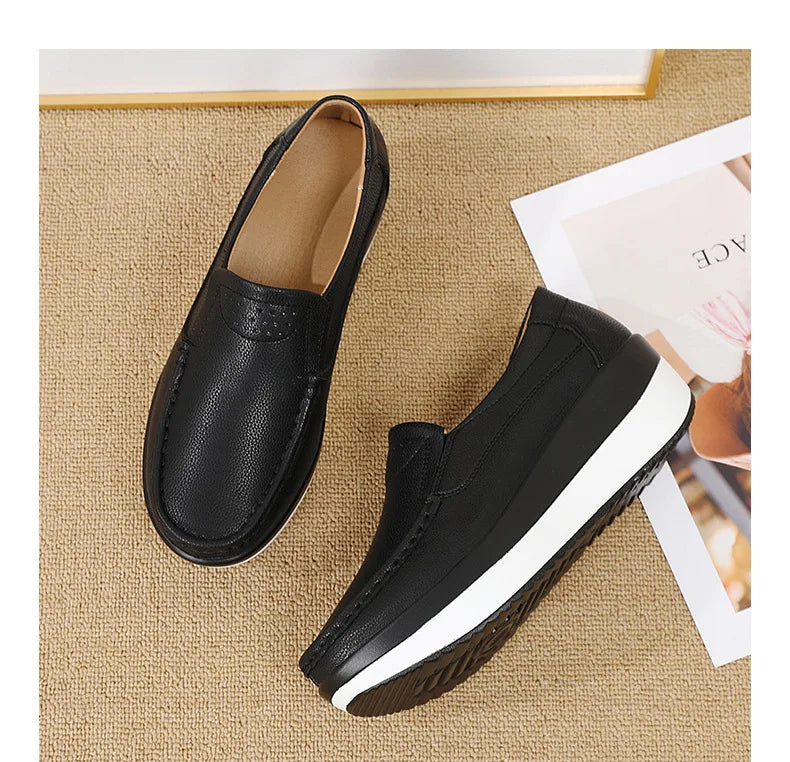 PENDRA Leather Sports Platform Shoes