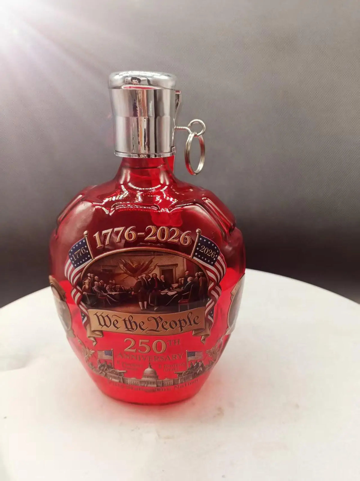 Unique Hand Grenade Whiskey Decanter 250th US Anniversary, We The People Patriotic Liquor Container, Novelty Bar Accessory