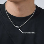 Customized 1-4 Name Neckace for Men,Never Fade Stainless Steel Tube Box Chain Collars,Personazlied Gift to Father Husband