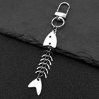 Hip hop Fish Bone Necklace Earrings Drop Ear Pendant Stainless Steel Simple Design Silver Color Party Jewelry Sets Accessories