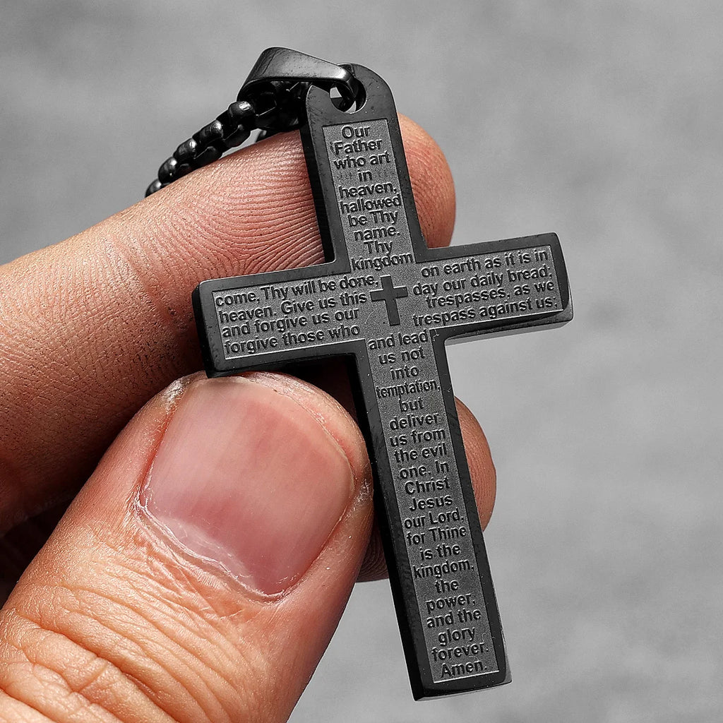 PENDRA Religon Cross Bible Steel Necklace