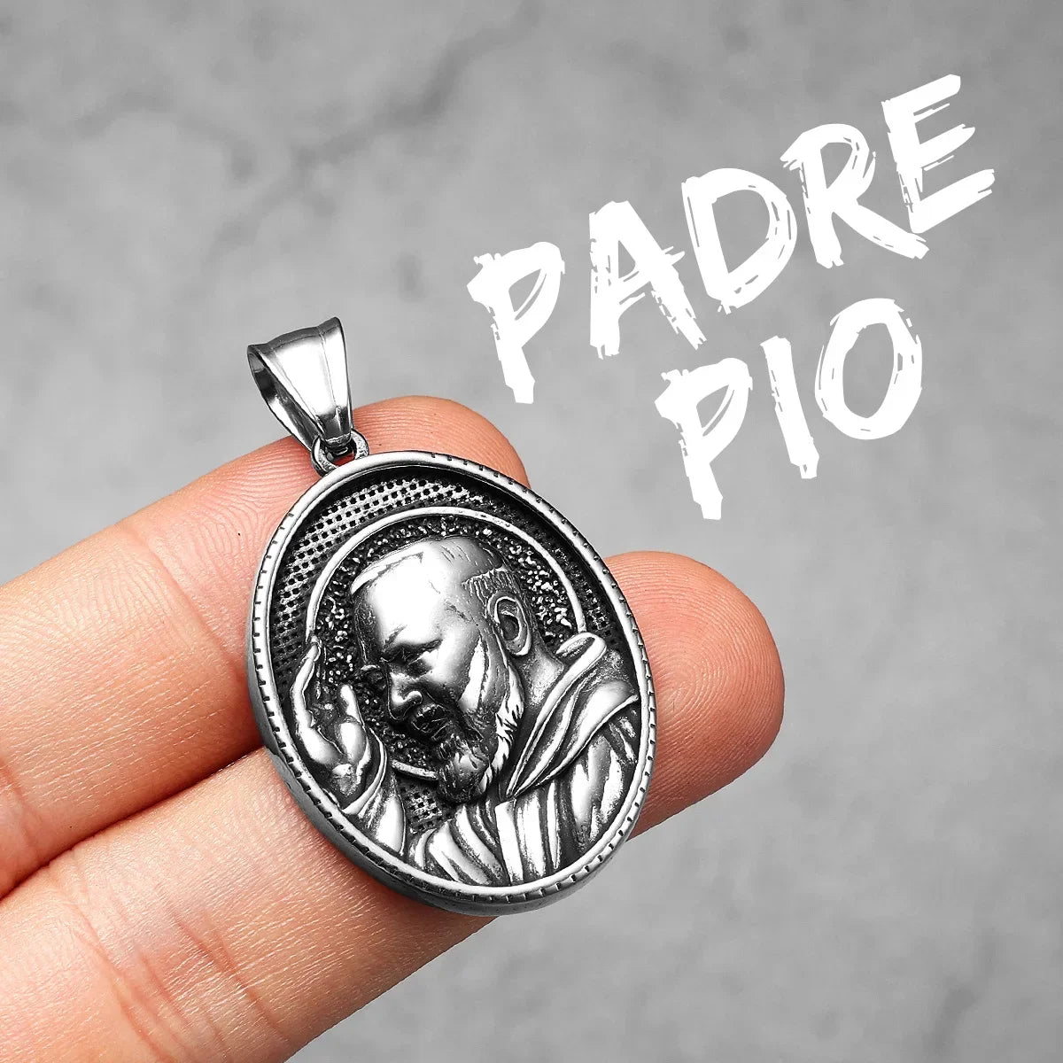 PENDRA Catholic Padre Pio Steel Necklace