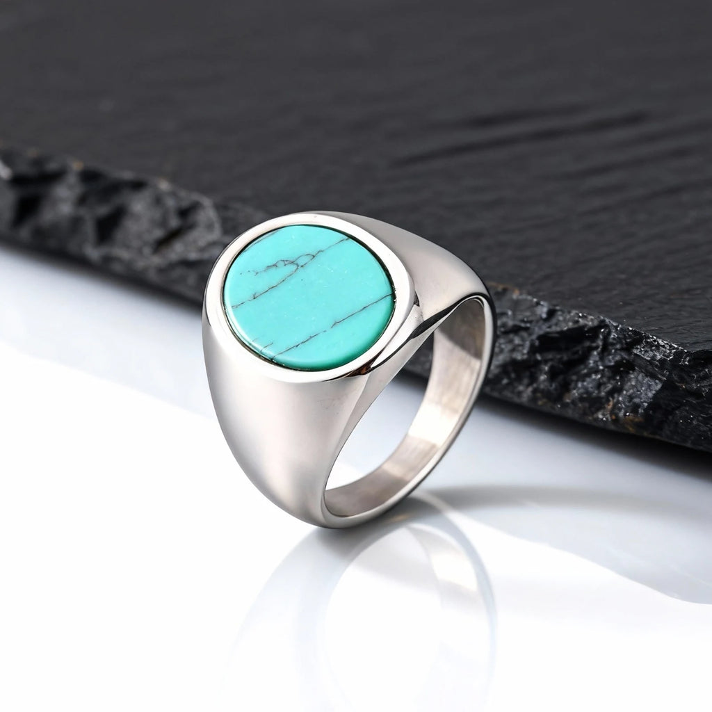 PENDRA High Quality Turquoise Steel Ring